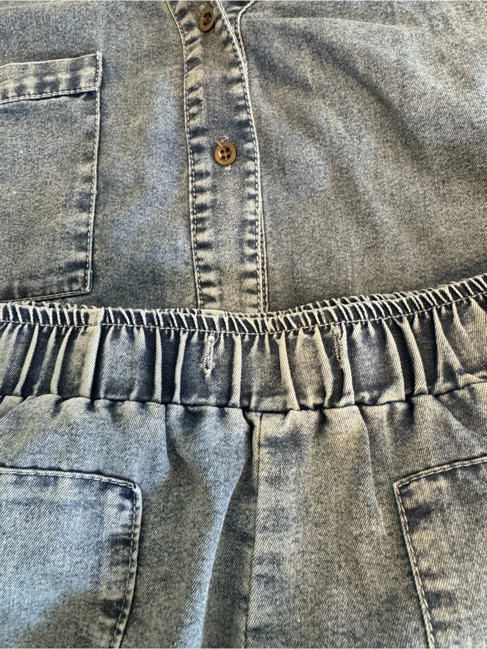 Women’s Light Blue Denim Shirt & Shorts Set